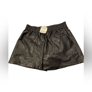 Altar’d State Women’s Black Faux Leather Shorts